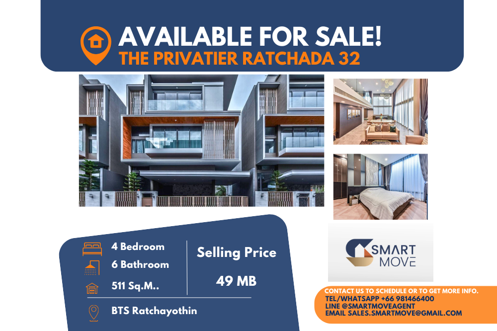 For SaleHouseRatchadapisek, Huaikwang, Suttisan : Code C20240201408.......The Privatier Ratchada 32 Sale Single house, 4 bedroom, 6 bathroom, 3 floors, furnished, Luxury, Special Deal!!