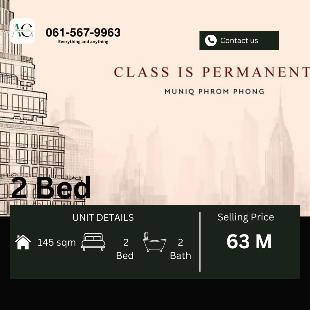 For SaleCondoSukhumvit, Asoke, Thonglor : *GREAT DEAL* Muniq Phromphong | 145sqm 2 bed | 061-625-2555