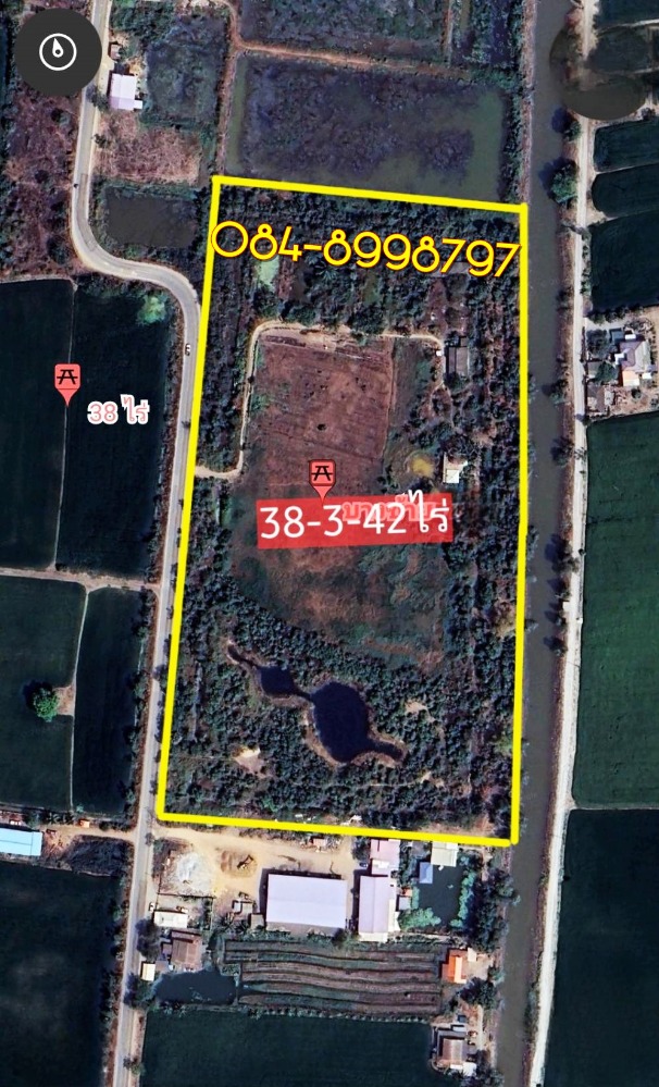 For SaleLandAyutthaya : Land for sale in Ayutthaya, Bang Sai Subdistrict, Sena District, the entire plot has been filled in, area 28-3-42 rai, next to Road 4004 Suphanburi-Ayutthaya. selling for 990,000 baht per rai.