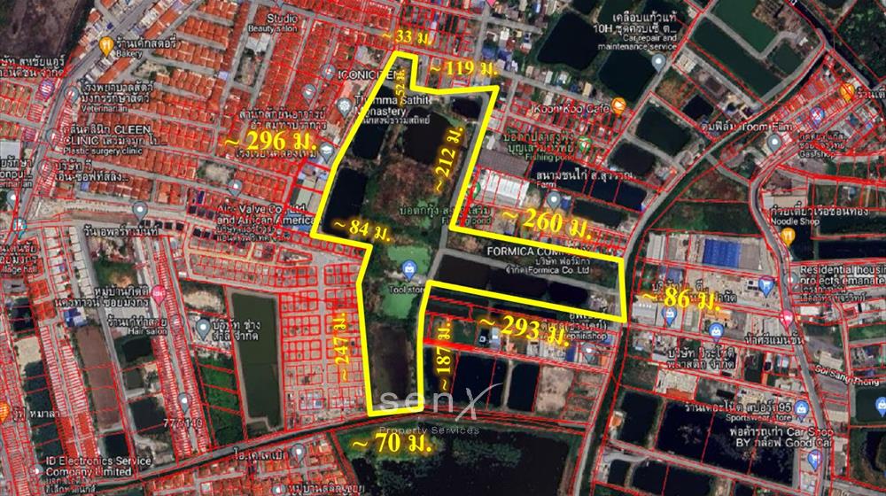 ขายที่ดินสมุทรปราการ สำโรง : ขายที่ดิน ถนนเทพารักษ์ เนื้อที่รวม 58-3-44 ไร่