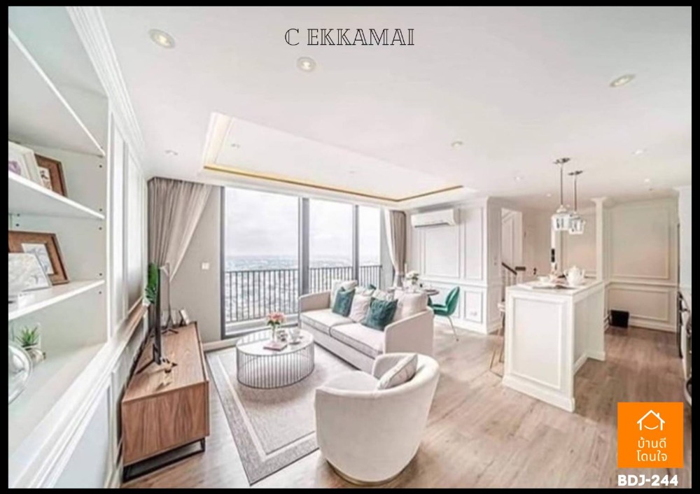 For SaleCondoSukhumvit, Asoke, Thonglor : Luxury Condo C Ekkamai (116 sq m.) 2-story Penthouse, 3 bedrooms, 2 bathrooms, 1 kitchen.