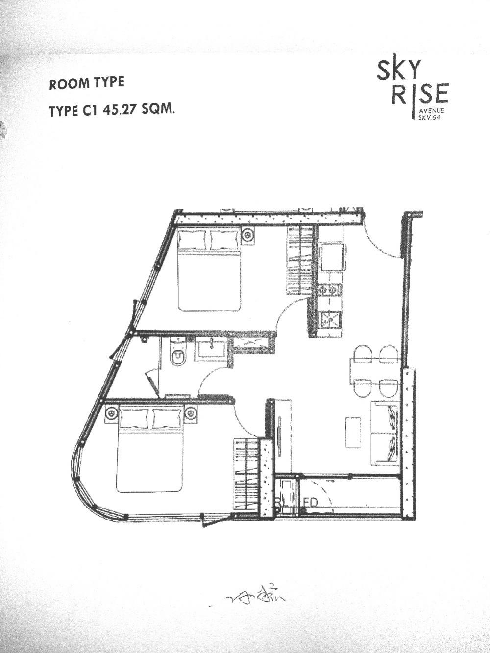 Sale DownCondoOnnut, Udomsuk : Selling down payment on SKYRISE AVENUE project, Sukhumvit 64 ** Selling at cost ** Ready to move in in the middle of this year.