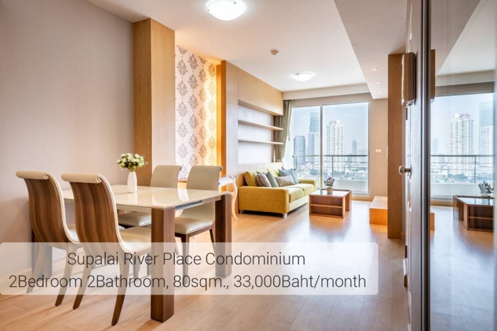 For RentCondoWongwianyai, Charoennakor : OMG2786  Riverview - 2 Bed 2 Bath unit - Ready to move NOW 10-Sep-24  [ Supalai River Place ]