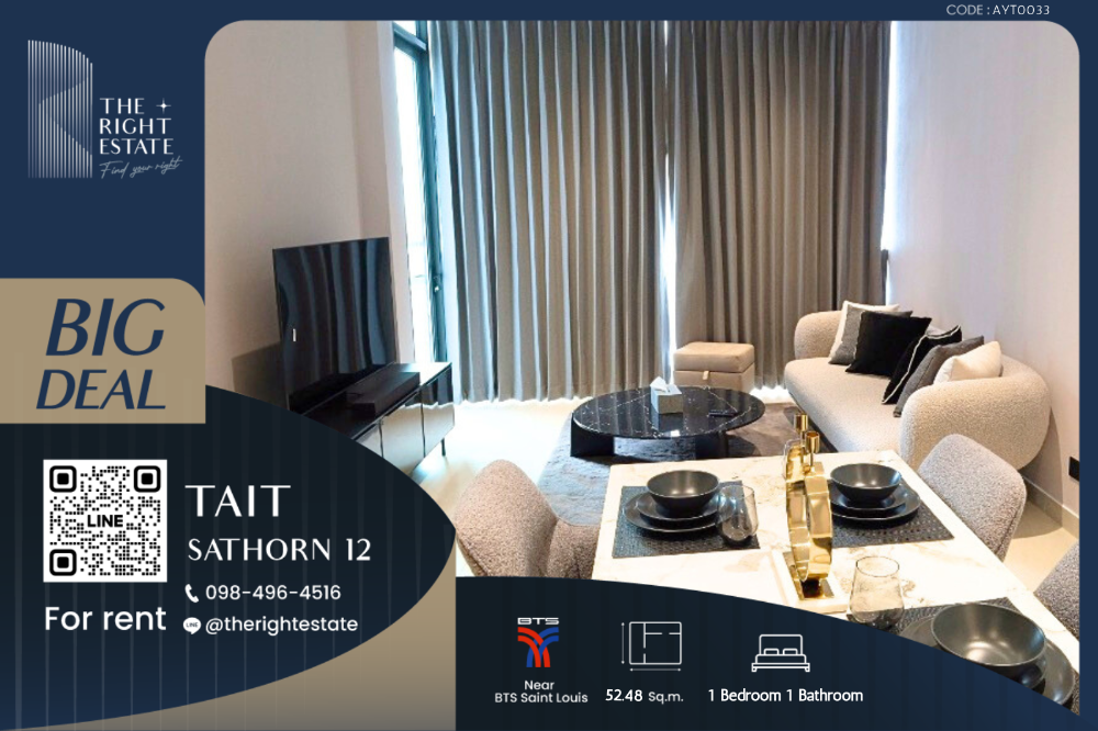 For RentCondoSathorn, Narathiwat : 🌿 Tait Sathorn 12 🌿 Nice room!! fully furnished 🛏 1 Bed 1 Bath 52.48 Sq.m near Sathorn