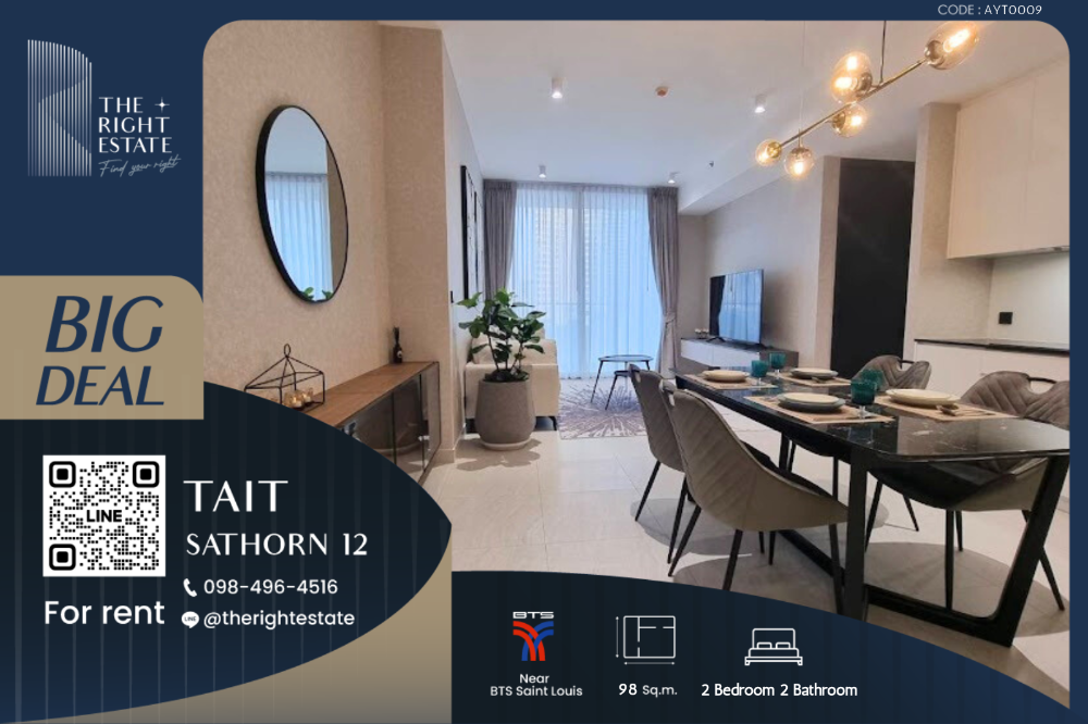 For RentCondoSathorn, Narathiwat : 🌿 Tait Sathorn 12 🌿 Nice room!! fully furnished 🛏 2 Bed 2 Bath 98 Sq.m near Sathorn