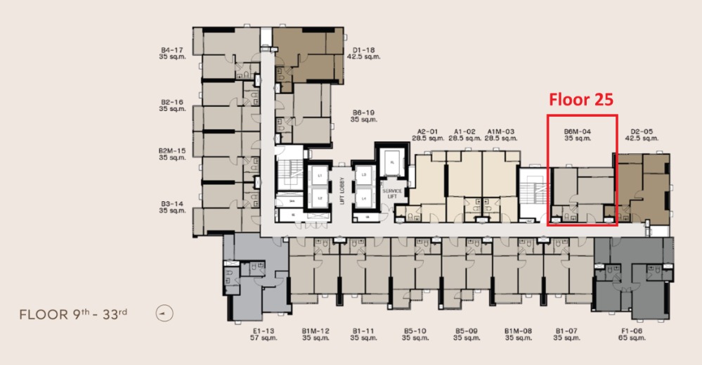 Sale DownCondoLadprao, Central Ladprao : [Owner] Sell Life Phahon-Ladprao, size 1 BD, 1 BH, area 28.5 and 35 sq m. +200,000 THB from contract price