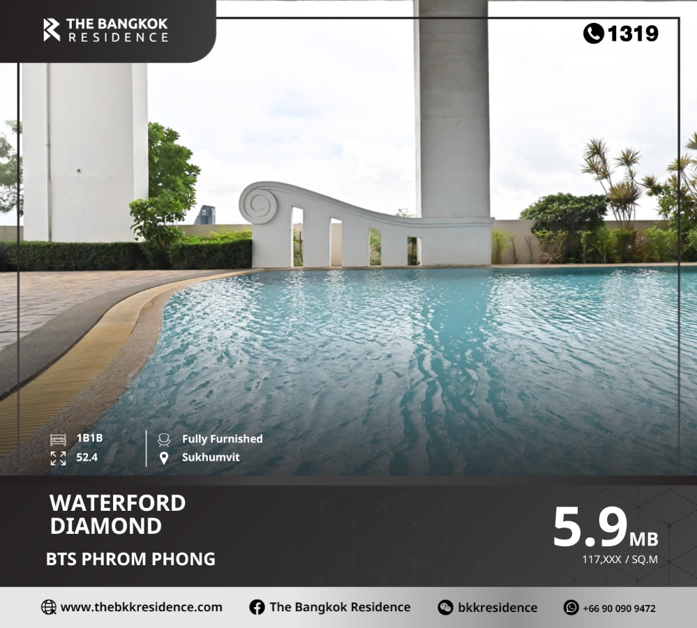 For SaleCondoSukhumvit, Asoke, Thonglor : Good price, fully furnished!! Waterford Diamond, near BTS Phrom PhongWaterford Diamond, near BTS PHROM PHONG