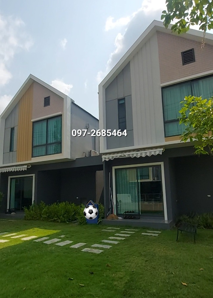 For SaleTownhouseSamut Prakan,Samrong : Semi-detached house for sale, new independent house, Nordic style, size 26 sq m, 4 bedrooms, 3 bathrooms, usable area 141 sq m, Bangna Km. 27, very good location, starting price 3.49 million baht, call 097- 2685464