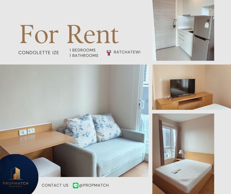 ให้เช่าคอนโดราชเทวี พญาไท : 🏙️ BEST DEAL FOR RENT | Condolette Ize Ratchathewi 1 Bedroom 1 Bathroom 32 sqm. - ฿16,000/month Tel.0909426442 K.Film