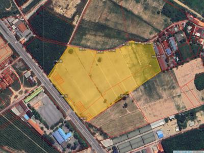 For SaleLandRayong : For sale, large plot of land along Mapyangphon Road, Roadside 3191, 26 rai 2 ngan 44.4 sq m, suitable for a factory, warehouse.