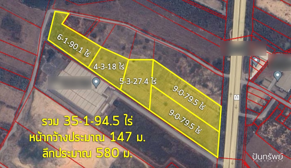 For SaleLandLamphun : For Sale‼️ Land 35-1-94.5 Rai, adjacent to Chiang Mai-Lampang Superhighway, Makuea Chae, Mueang Lamphun, Lamphun