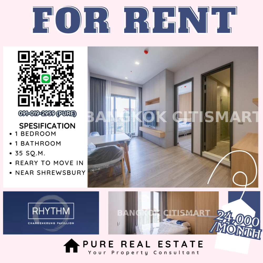 For RentCondoSathorn, Narathiwat : 🔥Beautiful room for rent🔥 RHYTHM Charoenkrung Pavillio