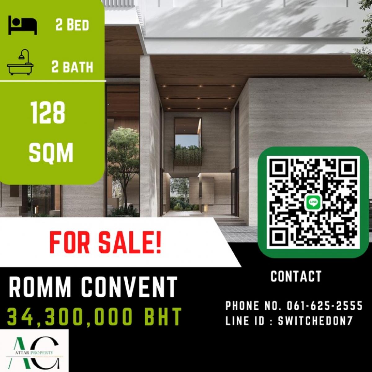 ขายคอนโดสีลม ศาลาแดง บางรัก : *ถูกสุด* Romm Convent | 2 bed sky villa | 061-567-9963