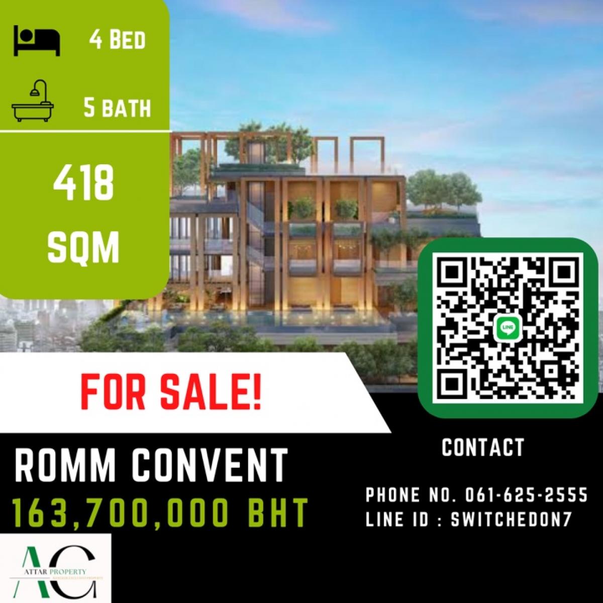 ขายคอนโดสีลม ศาลาแดง บางรัก : *Penthouse unit* Romm Convent | 061-567-9963