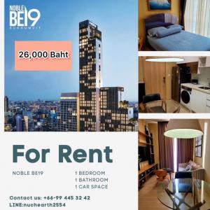 For RentCondoSukhumvit, Asoke, Thonglor : 📍For Rent Noble Be19 👉Urgent rental The room is just available ✅1 bedroom, 1 bathroom ✅ Size 35 square meters ✅26,000/month ✅ Fully furnished, parents, students who are looking for a room to rent, please message me.