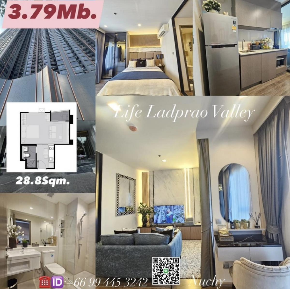 For SaleCondoLadprao, Central Ladprao : 📍 Life Ladprao Valley, huge discount, only 3.79 MB 👉Condo next to Central Ladprao 👉next to BTS 5 Ladprao Intersection 👉next to MRT Phahon Yothin 👉next to Union Mall ✅Large Studio 28.8 square meters, equivalent to 1 Bedroom