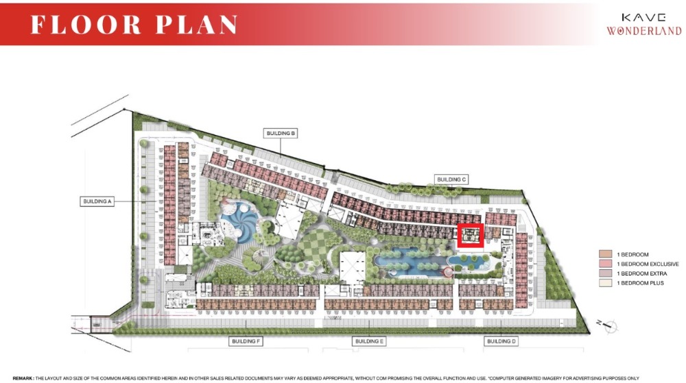 ขายดาวน์คอนโด : Kave Wonderland ห้อง 1-bed plus วิวสระ หน้าสัญญาเพียง 2.09 ล้านบาท