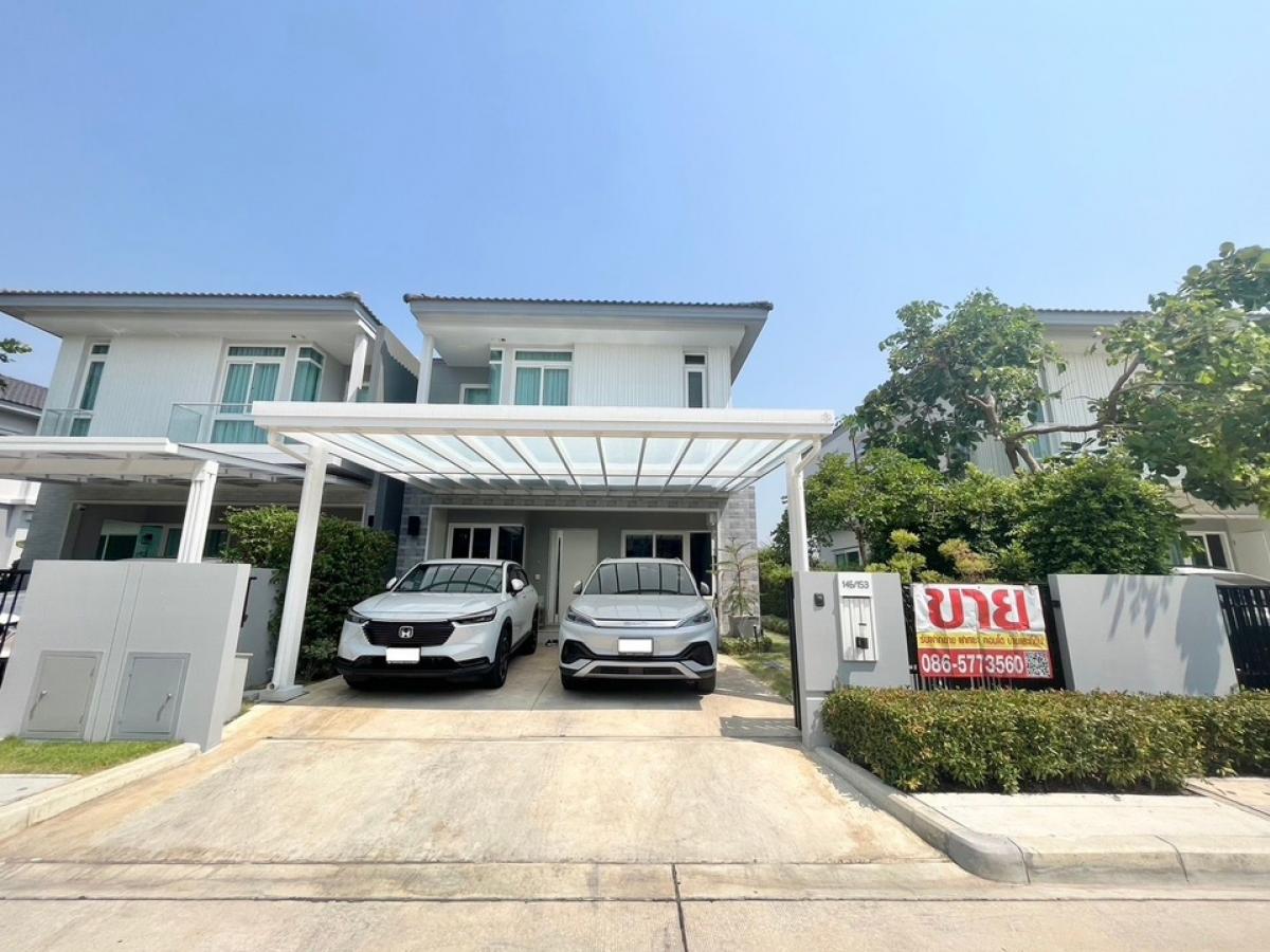 For SaleHouseRama5, Ratchapruek, Bangkruai : For sale: Minimal style semi-detached house, Inizio 4 Pinklao-Wongwaen project, Soi Wat Som Kleng, near Si Rat Expressway