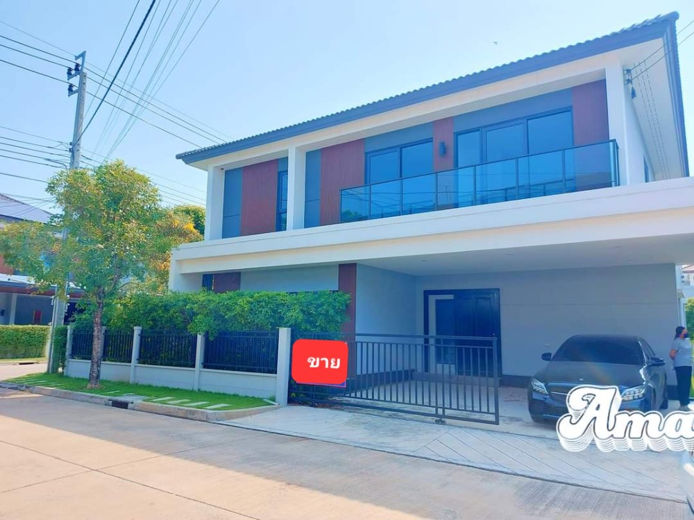 For SaleHouseNonthaburi, Bang Yai, Bangbuathong : Cheap price!! Centro detached house Maha Jesada Bodin Bridge 2, corner house 67 sq m, area 255 sq m, 4 bedrooms, 5 bathrooms, 3 parking spaces.