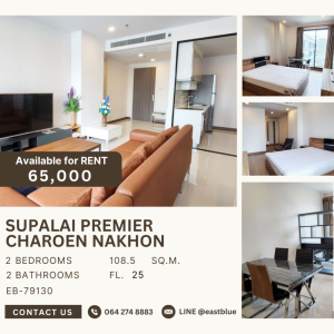 For RentCondoWongwianyai, Charoennakor : Supalai Premier Charoen Nakhon , Fully Furnished for rent 65k 064-274-8883