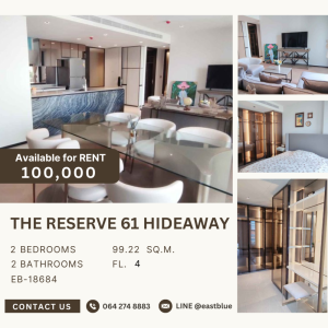 For RentCondoSukhumvit, Asoke, Thonglor : The Reserve 61 Hideaway for rent 100k per month 064-274-8883