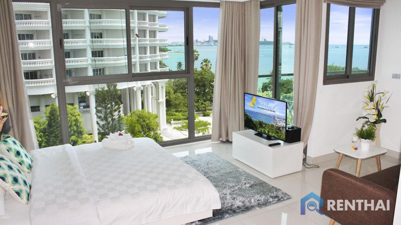 For SaleCondoPattaya, Bangsaen, Chonburi : Hot sale large studio unit with pattaya sea view, just 100 m. To the beach