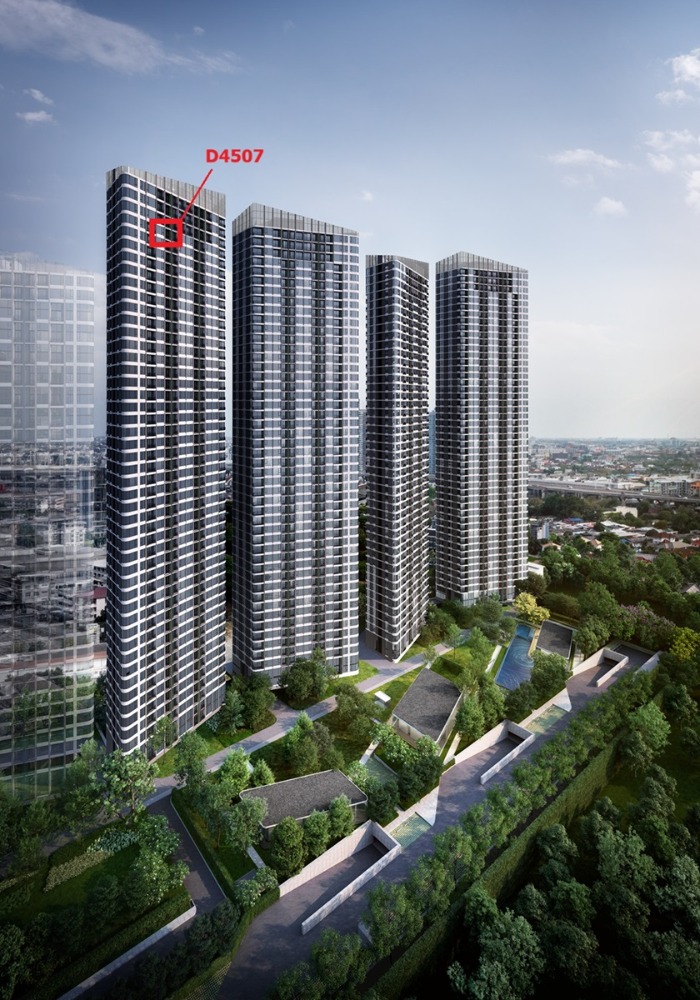 Sale DownCondoOnnut, Udomsuk : Skyrise 64, 1-bed room, Building D, high floor, Bang Krachao curve view, first price