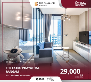 For RentCondoRatchathewi,Phayathai : Condo THE EXTRO Phayathai-Rangnam near BTS Victory Monument, modern luxury style condominium. On a potential location Next to the park