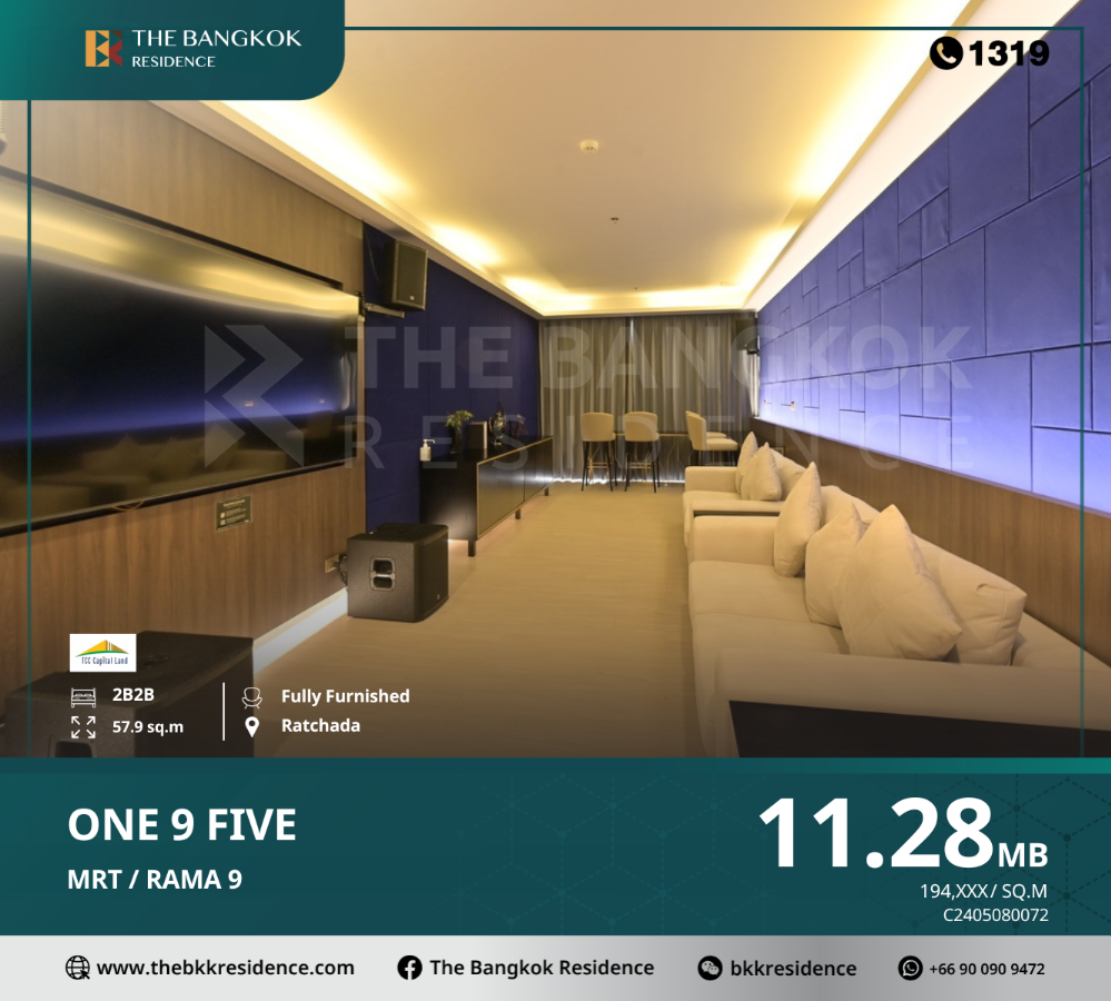 For SaleCondoRama9, Petchburi, RCA : One9Five Asoke - Rama9 High Rise Condo, large project area near MRT Rama 9.