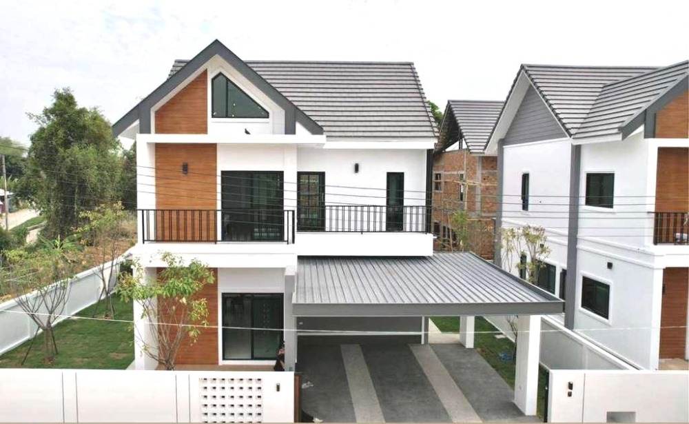 For SaleHouseChiang Mai : Newly built 2-story house, Nordic style, near the airport, modern design suitable for every generation. In the Mueang Chiang Mai District