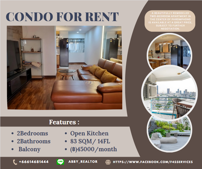 For RentCondoSukhumvit, Asoke, Thonglor : 📌📌Newly Renovated Unit ++Waterford Diamond  ++ Workstation Desk  ++ 600 Meters to BTS Phromphong ++ Excellent Location++ Available to View   🔥🔥