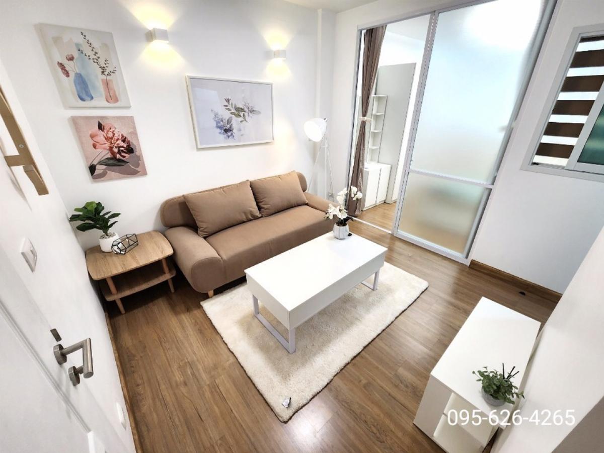 For SaleCondoPattanakan, Srinakarin : Cheap 1 bedroom condo for sale, beautifully decorated, glass partition, ready to move in, Bliss Condominium Rama 9 - Hua Mak, near Airport Link and MRT Hua Mak Station, only 600 - 650 m.