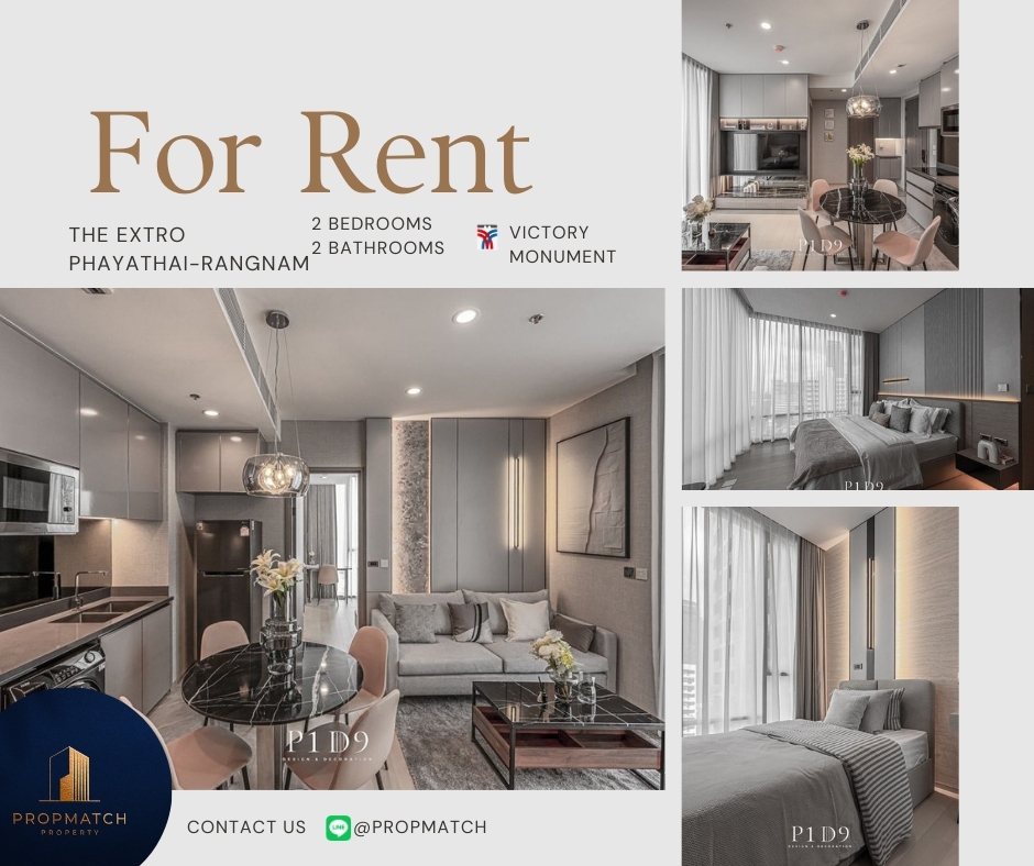 ให้เช่าคอนโดราชเทวี พญาไท : 🏙️ BEST DEAL FOR RENT | THE EXTRO Phayathai-Rangnam 2 Bedrooms 2 Bathrooms 55 sqm. - ฿44,500/month Tel.0909426442 K.Film