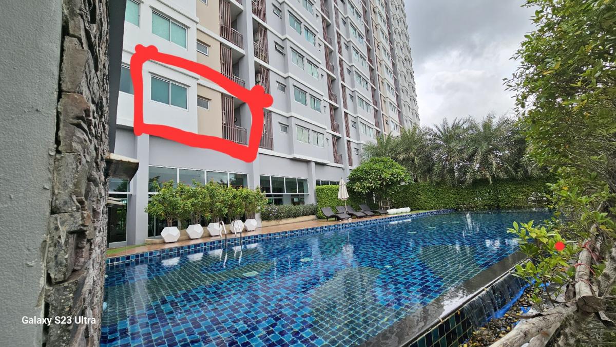 For SaleCondoPattaya, Bangsaen, Chonburi : Room for sale with a beautiful pool front view, Supalai City Resort Chonburi Condominium (Supalai City Resort Chonburi), good location, 1 minute walk to Chonburi Hospital, sea view, Chonburi, beautiful mountain view, beautiful condo, newly built, ready to