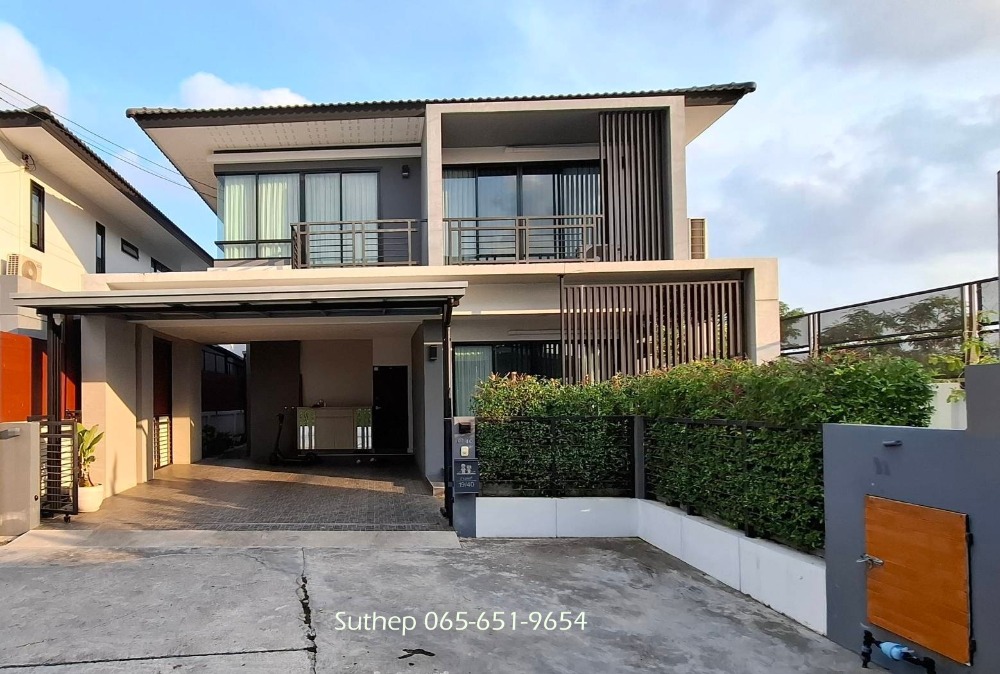 For SaleHouseRayong : Selling at a loss, 2-storey detached house, 56 sq m, Sky Ville Village, near Ban Laeng intersection, Rayong (Beautiful Build in)