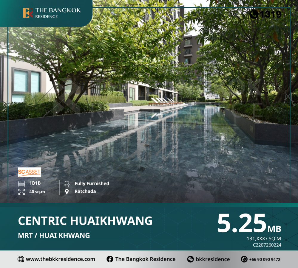 For SaleCondoRatchadapisek, Huaikwang, Suttisan : Centric Ratchada-Huai Khwang comes with a modern design near MRT Huai Khwang.