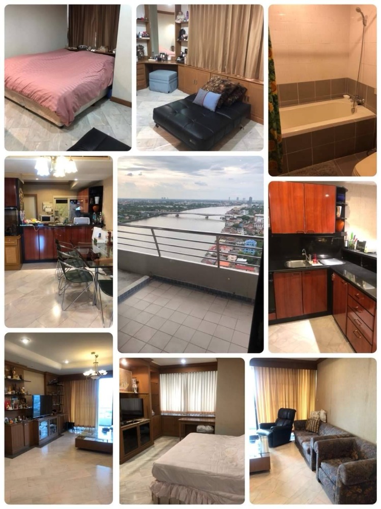 For SaleCondoRattanathibet, Sanambinna : Condo for sale next to the Chao Phraya River, beautiful view, decorated with furniture. Good Italian marble flooring in every room.