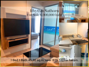 For SaleCondoSathorn, Narathiwat : ❤ 𝐅𝐨𝐫 𝗦𝗮𝗹𝗲 ❤ Condo 1 bedroom, fully furnished, 27th floor, Rhythm Sathorn, 45.30 sq m. ✅ near BTS Saphan Taksin