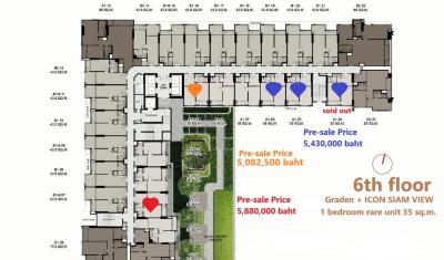 Sale DownCondoWongwianyai, Charoennakor : selling by owner, Rhythm Charoen Nakhon, a rare unit, 1 bedroom, 35 sq m. The project is sold out. Selling at the pre-sale price of just over 5 MB.