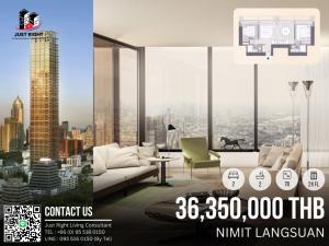 Sale DownCondoWitthayu, Chidlom, Langsuan, Ploenchit : For sell, Nimit Langsuan, 2 bedroom, 2 bathroom, size 78 sq.m, Floor 2x, Fully Fitted, only 36.35 MB