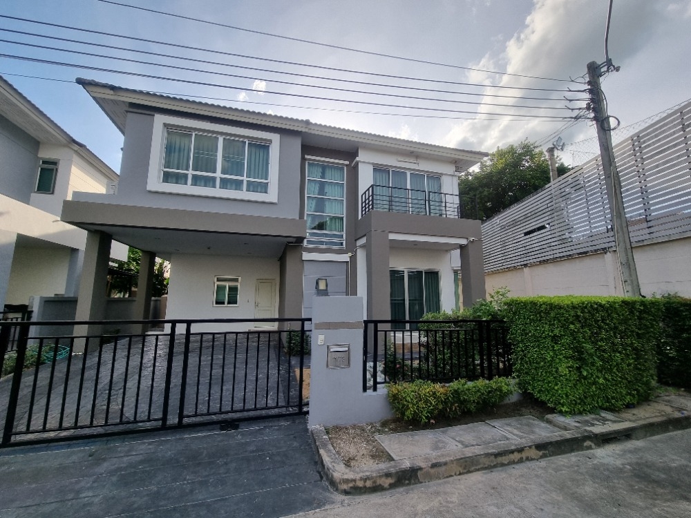 For RentHouseNonthaburi, Bang Yai, Bangbuathong : For rent: 2-storey detached house, 3 bedrooms, 4 bathrooms / 56 sq m., 170 sq m., only 30,000 baht, corner house, fully furnished, good location, ready to move in, near Denla School