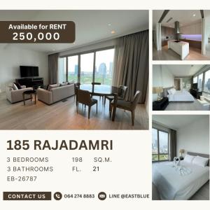 ให้เช่าคอนโดวิทยุ ชิดลม หลังสวน : 185 Rajadamri - 3 Bed 3 Bath 250k per month 064-274-8883