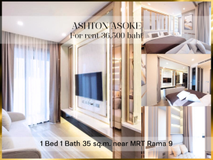 For RentCondoSukhumvit, Asoke, Thonglor : ❤ 𝐅𝐨𝐫 𝐫𝐞𝐧𝐭 ❤ Condo 1 bedroom, decorated, ready to move in, 46th floor, Ashton Asoke, 35 sq m. ✅ near MRT Sukhumvit.