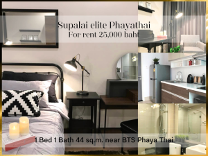 For RentCondoRatchathewi,Phayathai : ❤ 𝐅𝐨𝐫 𝐫𝐞𝐧𝐭/𝗦𝗮𝗹𝗲 ❤ Condo Supalai Elite Phayathai, 1 bedroom, fully furnished, 27th floor, 44 sq m. ✅ near BTS Phayathai.