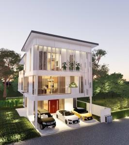 For SaleHouseRama9, Petchburi, RCA : New House For Sale Rama9 Residence, large new house with elevator, Rama9 Residence, near Samitivej Hospital, starting price 35 million, property code: H8077