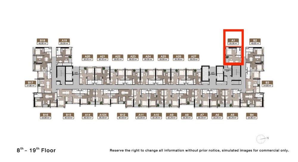 ขายดาวน์คอนโด : ขายดาวน์ !! คอนโด Nue district R9 ตึก9 ห้องมุมไม่ติดใครเลย วิวดี ชั้น14 ขนาด 26 ตร.ม. Fully Furnished