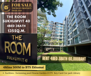 For RentCondoSukhumvit, Asoke, Thonglor : RENT The Room Sukhumvit 40 4BED 3BATH 58,000baht