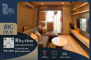 ให้เช่าคอนโดสุขุมวิท อโศก ทองหล่อ : 🌿 Rhythm Ekkamai Estate 🌿 ห้องแต่งสวย เฟอร์ครบ 🛏 2 ห้องนอน 2 ห้องน้ำ 90 ตร.ม ใกล้ BTS เอกมัย