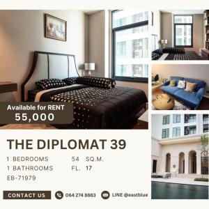 For RentCondoSukhumvit, Asoke, Thonglor : The Diplomat 39 1 Bed 1 Bath 14FL for rent 50k per month