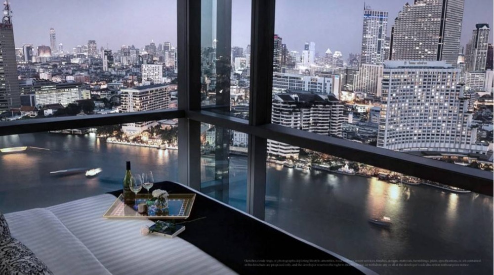 For SaleCondoWongwianyai, Charoennakor : ♦ Penthouse Type B ♦ 25+ Floor 534.69 sq.m. | 4 Beds, Unfurnished, Chao Phraya river view | Condo near ICONSIAM 3 mins., BTS Taksin 3 mins.